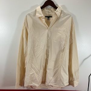 Old Navy Men’s White and Yellow Dress Shirt XL